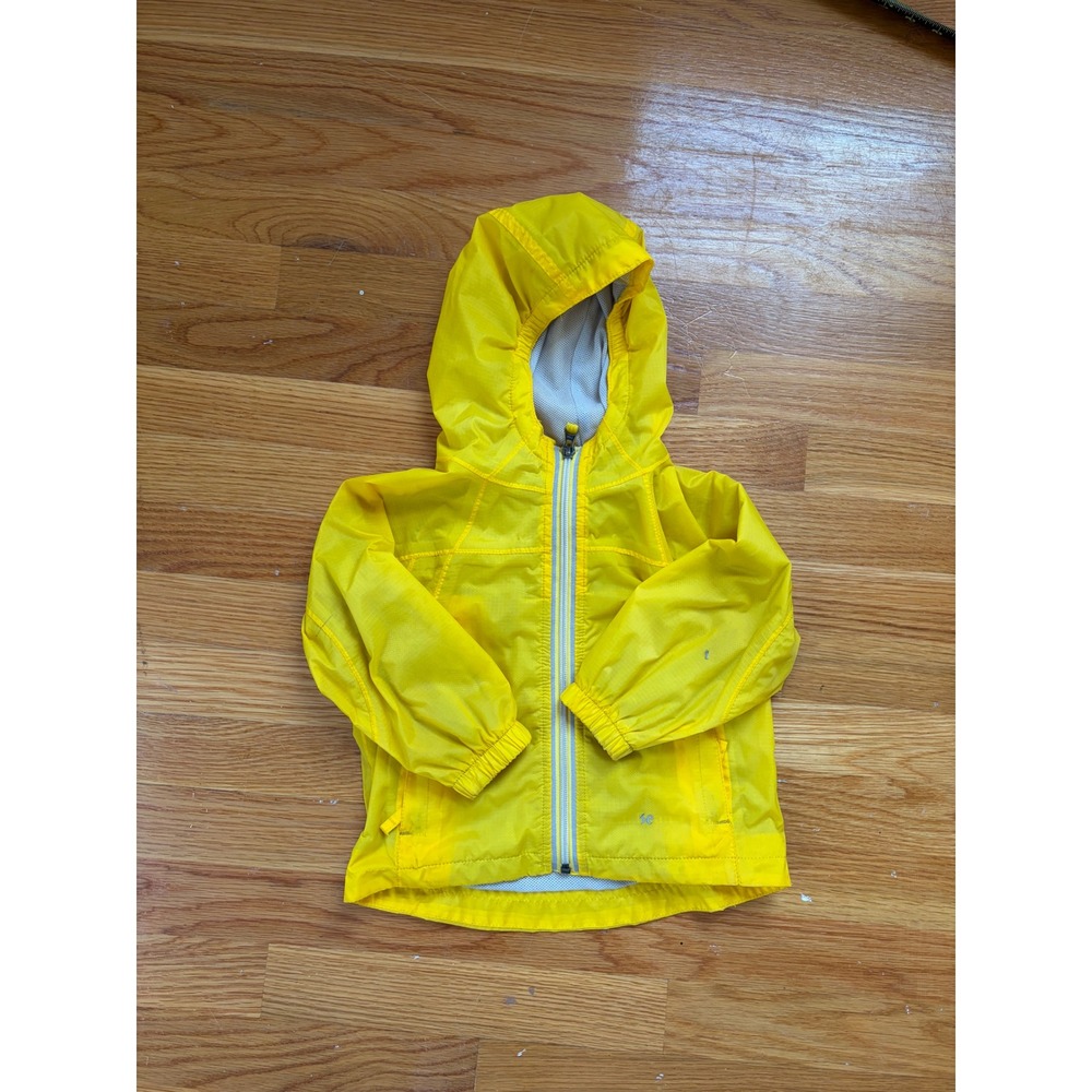 LL Bean Kids Yellow Hooded Windbreaker Jacket 2T Ripstop Mesh Lined D234241